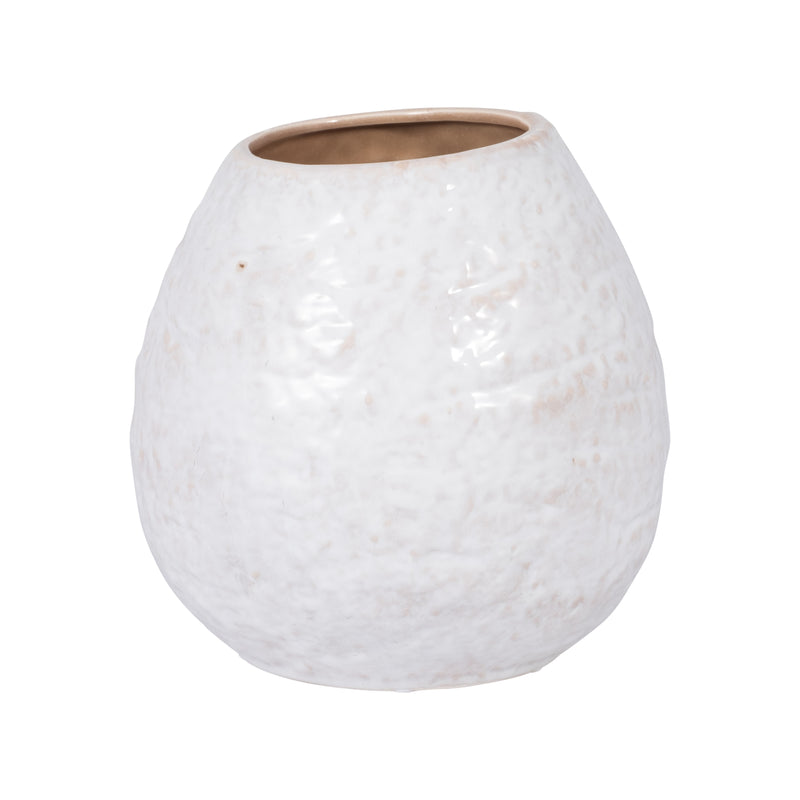 CER, 8" ROUND VASE, IVORY