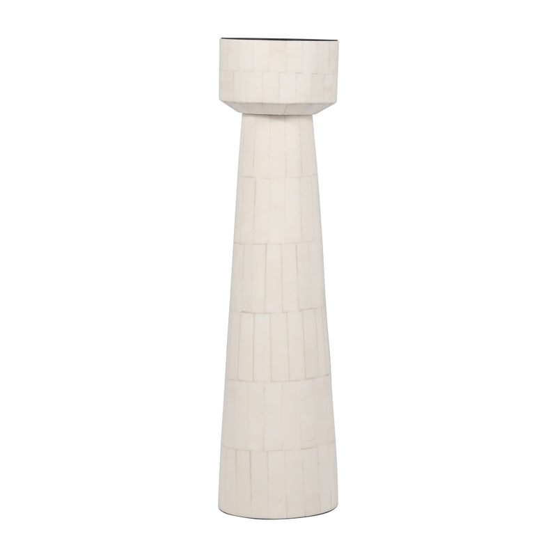 RESIN, 15" PILLAR CANDLEHOLDER, IVORY