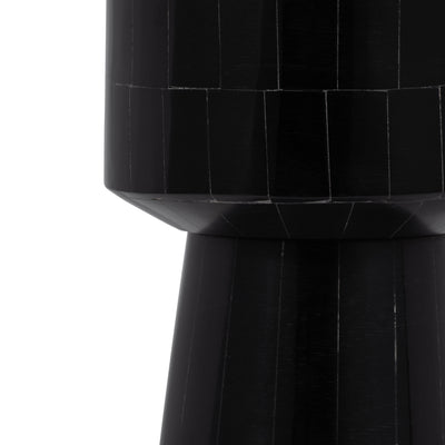 RESIN, 12" PILLAR CANDLEHOLDER, BLACK