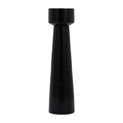 RESIN, 15" PILLAR CANDLEHOLDER, BLACK