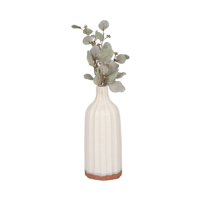 CLAY, 16" FLAT RIBBED BOTTLE VASE EXPOSED BOTTOM,