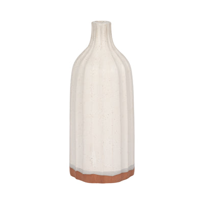 CLAY, 16" FLAT RIBBED BOTTLE VASE EXPOSED BOTTOM,