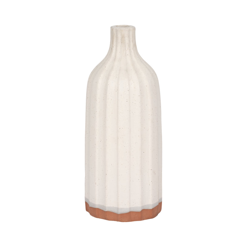 CLAY, 16" FLAT RIBBED BOTTLE VASE EXPOSED BOTTOM,