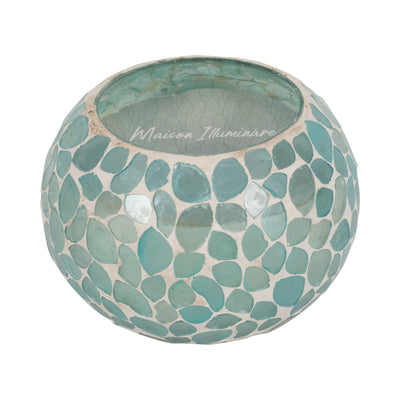 Glass, 5" 19 Oz Mosaic Scented Candle, Light Blue