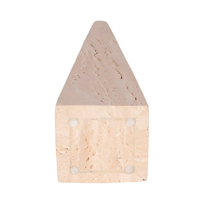 12" Travertine Obelisk, Tan