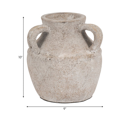 Terracotta, 10" Triple Handle Jug, Ivory