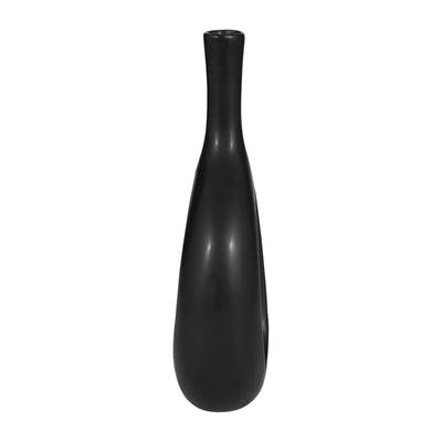 CER, 12" CURVED OPEN CUT OUT VASE, BLACK