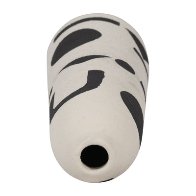 CER, 15" FUNKY VASE, IVORY/BLACK