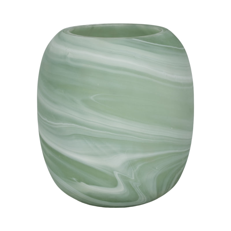 9" Garbo Small Green Glass Vase