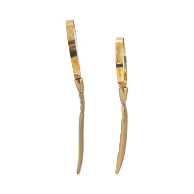 S/2 8/10" Buford Feather Magnifyers, Gold