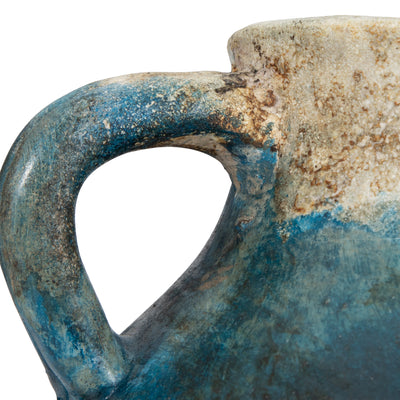 Terracotta, 10" Triple Handle Jug, Blue/ivory