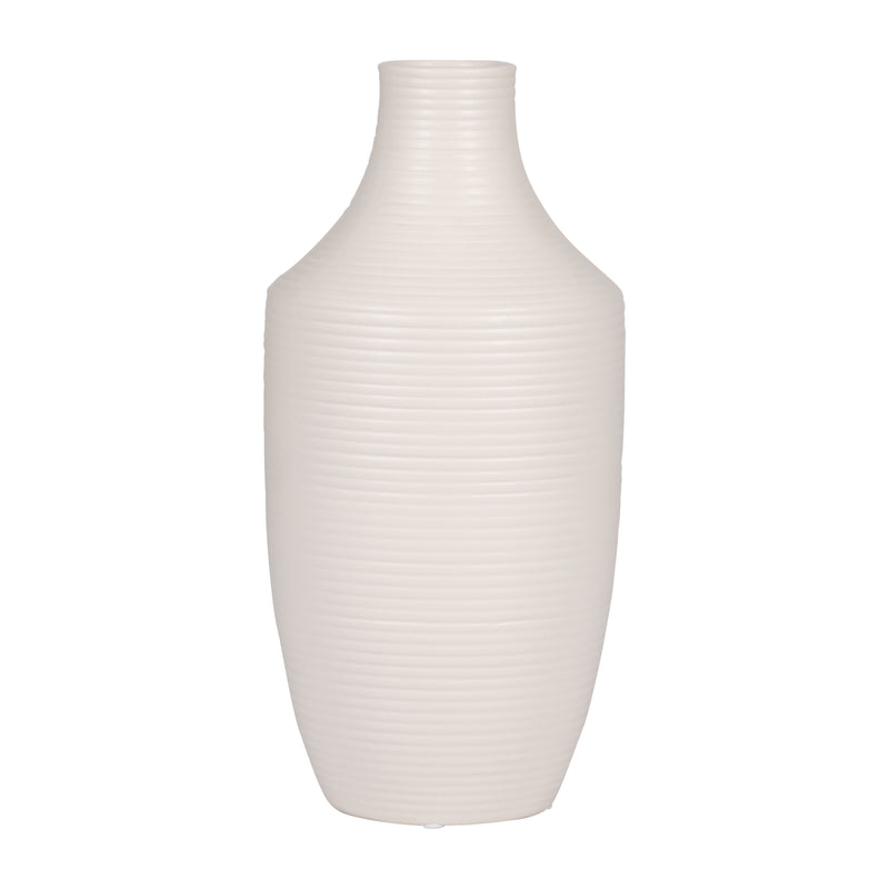 CER, 12" LINES VASE, WHITE