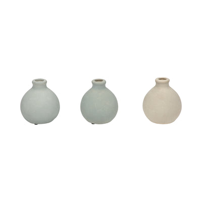 CLAY, S/3 5" BUD VASES, MULTI