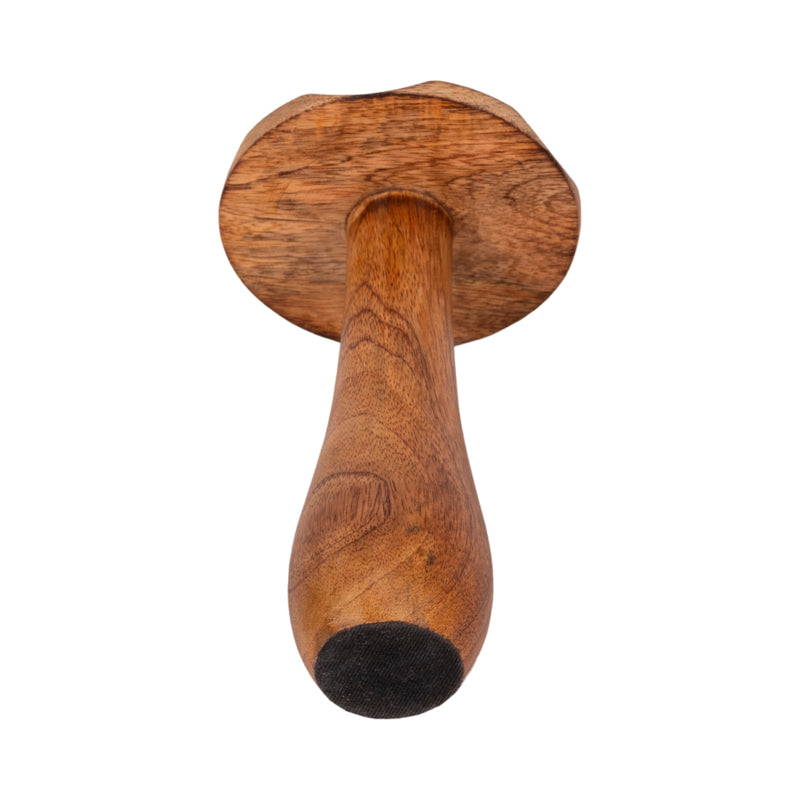 8" Wood Mushroom With White Dots, Brown