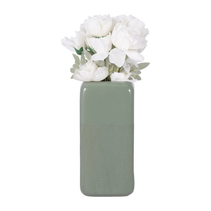 CER, 12" SQUARED GROOVED VASE, CUCUMBER