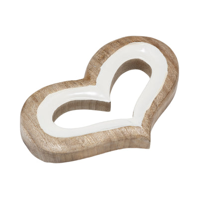 WOOD, 10" HEART DECO, WHITE