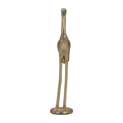 Metal, 16" Standing Crane, Gold