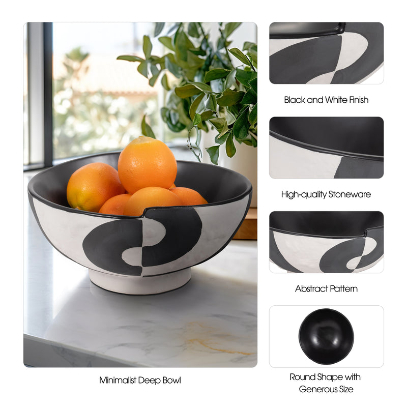 12 Contemporary Deep Bowl, Black/white