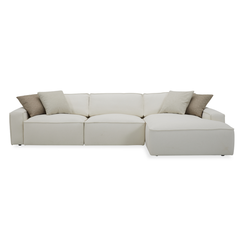 Moscow White Sectional + Swivel Chair