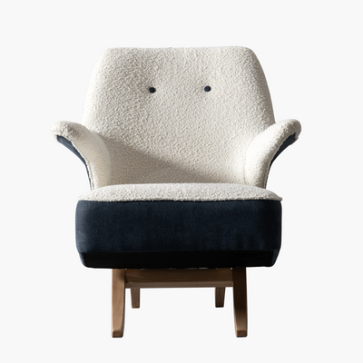 Iris Cream & Indigo Accent Chair