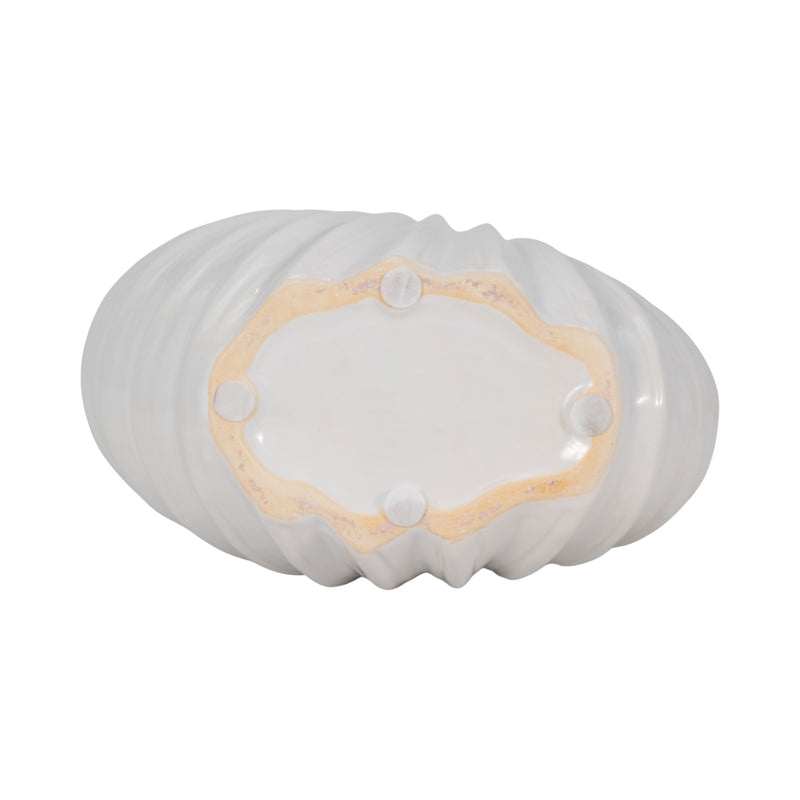 CER, 10" SHELL VASE, WHITE