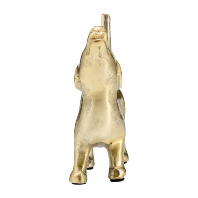 8"L METAL, DECO HOWLING DOG, GOLD