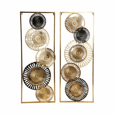 S/2 32" Pierced Disc Metal Wall Panels, Gold Multi