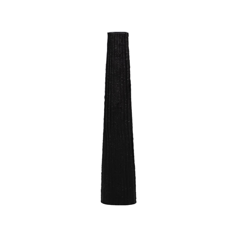 METAL, 35" RIBBED FLOOR VASE, BLACK