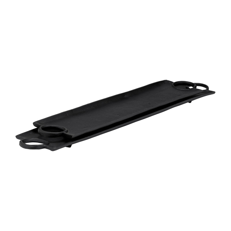 METAL,S/2 26/32",FLAT TRAY W/RING HANDLES,BLACK