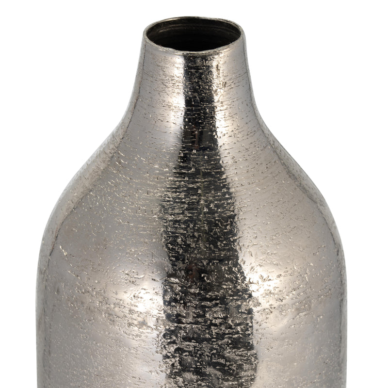 METAL, 19"H CYLINDER VASE, SILVER