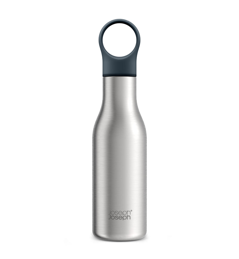 Joseph Joseph Loop Water Bottle 500ml,  Brushed/Anthracite