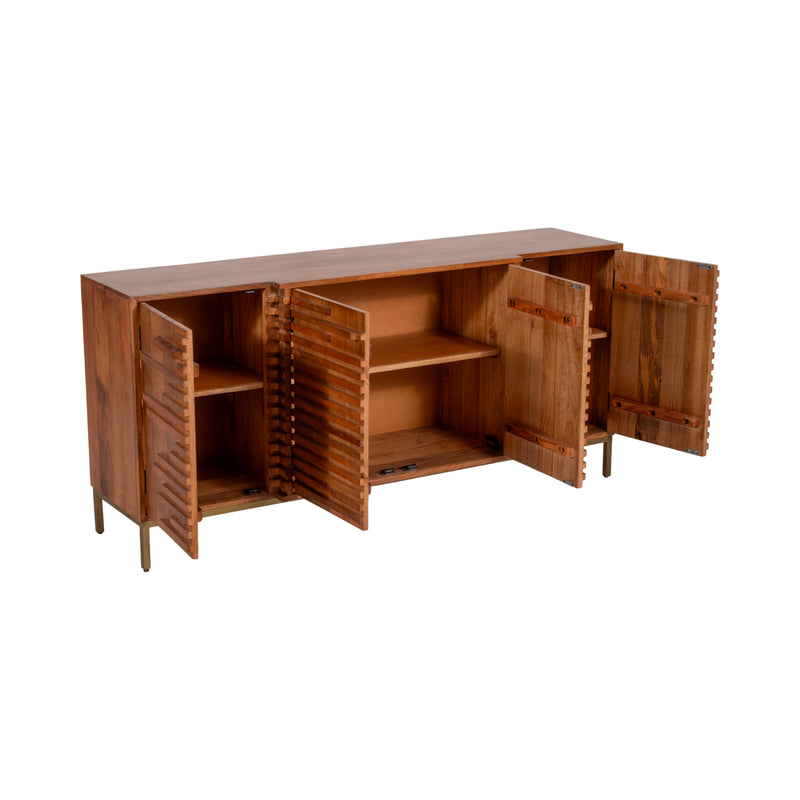 30" MIDCENTURY SLAT SIDEBOARD, MANGO BRWN