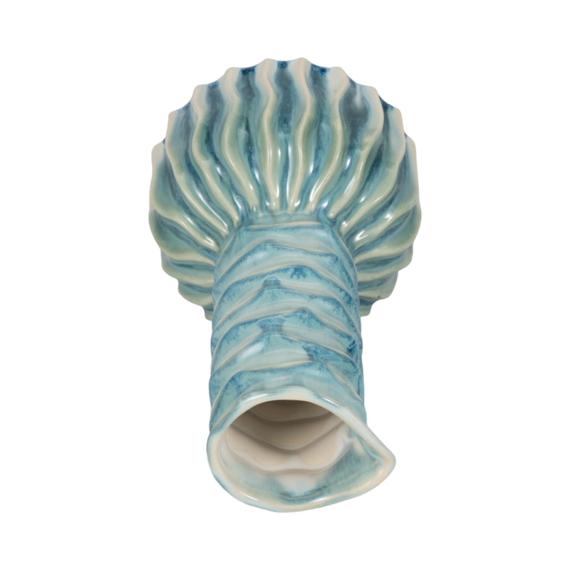 9" Coastal Ribbed Bud Vase Reactive Finish, Blue