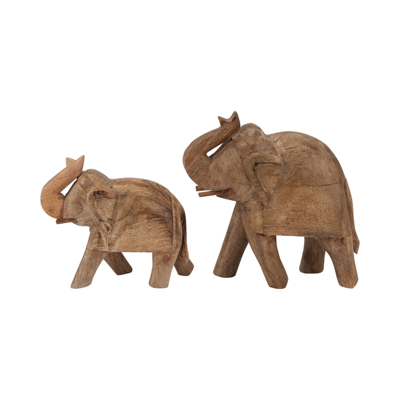 Mango Wood, 8" Elephant, Brown