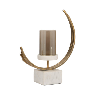 Metal, 17" Crescent Candle Holder, Gold