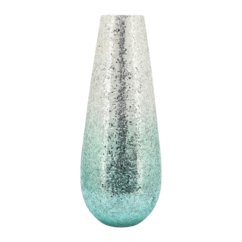 18" Crackled Vase, Green Ombre