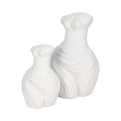 11" Curvy Ribbed Sculpture, White