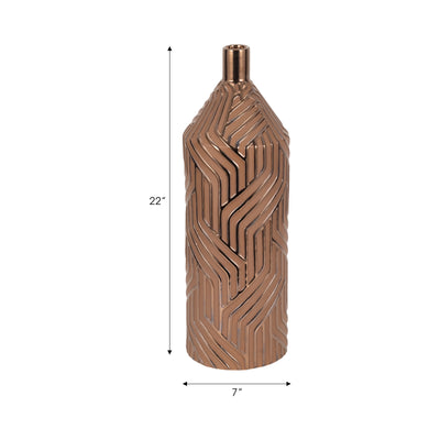 22" Montes Oversized Tribal Vase, Brwn/burnt Gold