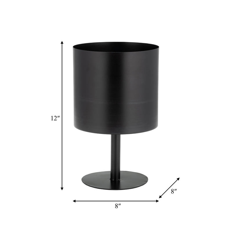 Ec Metal,8",flat Round Base Planter,black