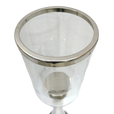 34" Radiant Small Silver Glass Candle Hurricane