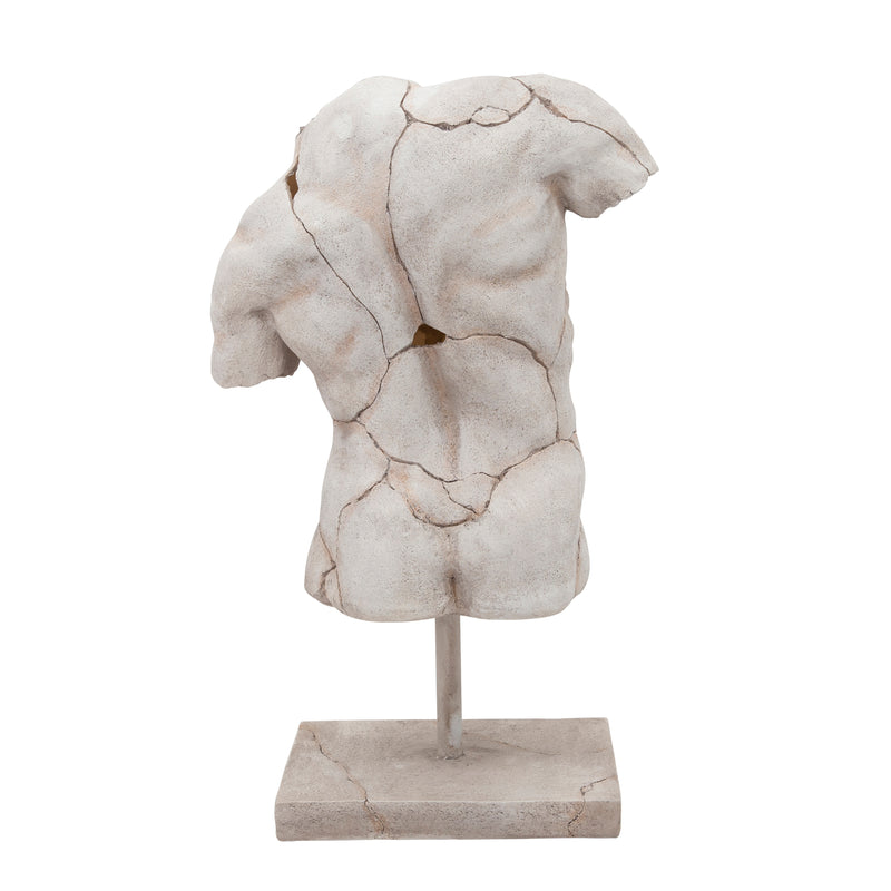 CRACKED TORSO SCULPTURE, WHITE