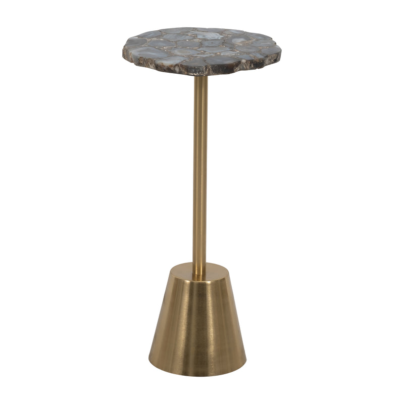 24" ROUGH EDGE AGATE TOP ACCENT TABLE, GOLD