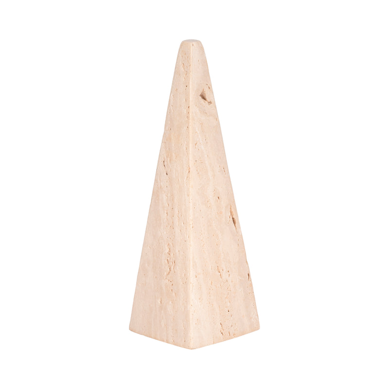 12" Travertine Obelisk, Tan