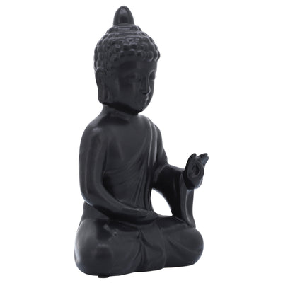 10", BLACK CERAMIC SEATED BUDDHA