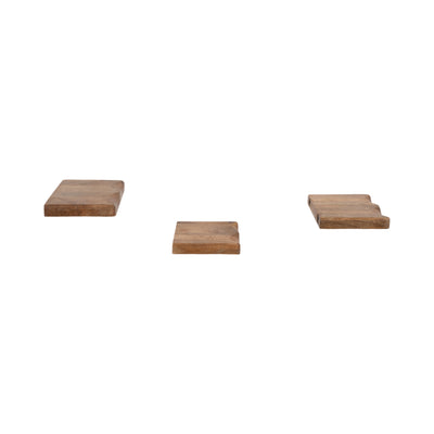 S/3 MANGO WOOD SHELVES, BROWN