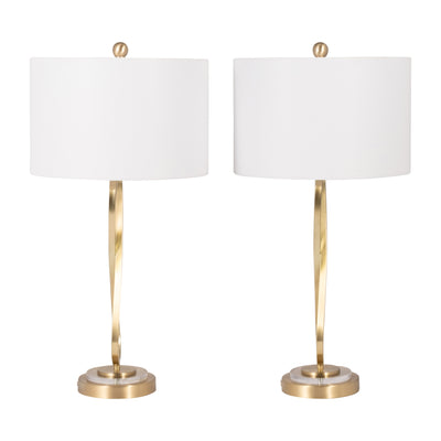 Metal, S/2 28" Infinity Table Lamps, Gold