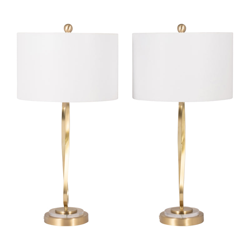 Metal, S/2 28" Infinity Table Lamps, Gold