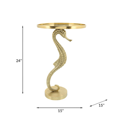 METAL, 24" SEAHORSE SIDE TABLE, GOLD KD