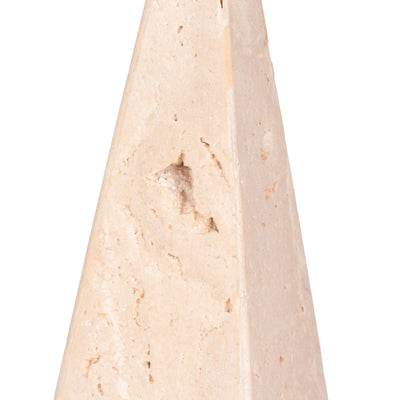 12" Travertine Obelisk, Tan