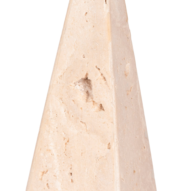 12" Travertine Obelisk, Tan